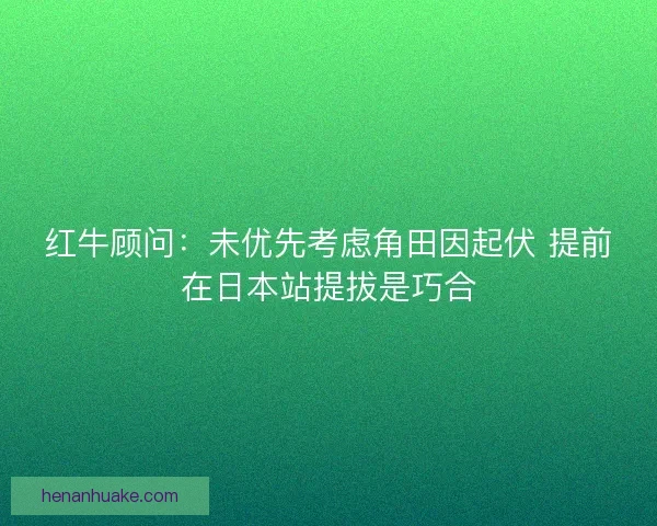 红牛顾问：未优先考虑角田因起伏 提前在日本站提拔是巧合