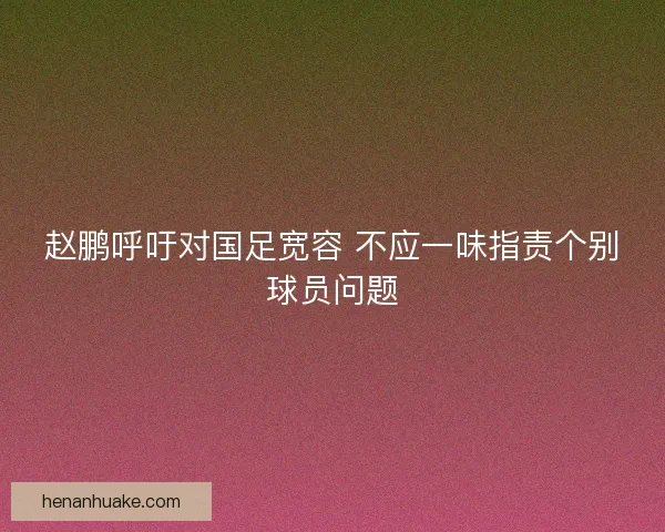 赵鹏呼吁对国足宽容 不应一味指责个别球员问题 赵鹏呼吁对国足宽容 不应一味指责个别球员问题